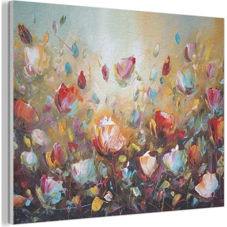 TABLEAU ACOUSTIQUE Fleurs - Art - Nature - Peinture à l'huile Panneau Insonorisant 80x60 cm (1/5)