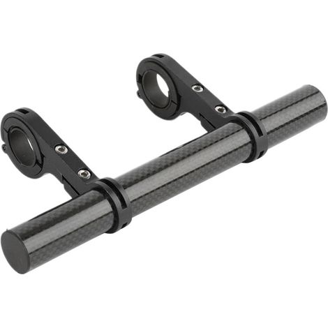 Rallonge de guidon de vélo légère en fibre de carbone et alliage d'aluminium pour support de téléphone, lampe torche, double collier noir (1/5)