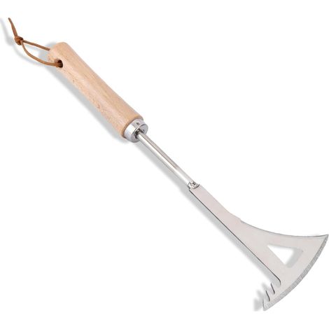 Bêche à fissures, outil de bêche à fissures en acier inoxydable de 34 cm (avec manche en bois), pelle à désherber pour trottoirs (1/5)