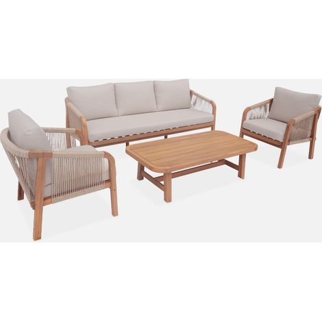 Conjunto de jardín de madera de acacia, 5 plazas (1/5)