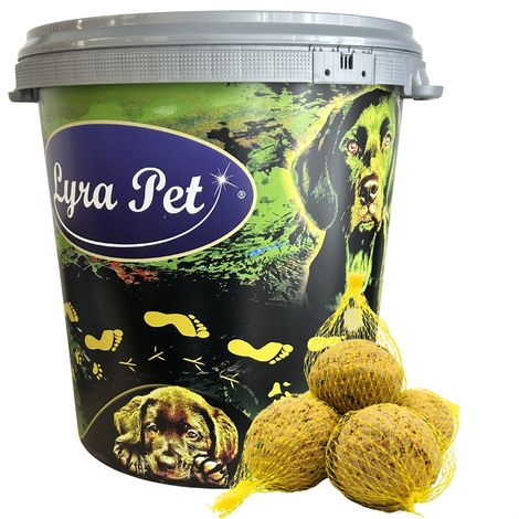 100 pcs. Boules de graisse Lyra Pet® avec filet à 90 g = 9 kg dans un tonneau de 30 L