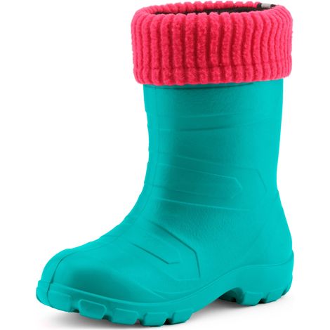 Ladeheid Kinder Mädchen Jungen federleichte EVA Thermo Gummistiefel gefüttert LA845KIDS (Türkis/Rosa, 32 EU)