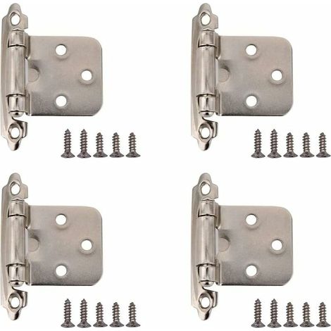 Lot de 4 charnières à fermeture automatique, charnières à 270 degrés, charnières de porte de meuble chromées polies, charnières de porte de placard de cuisine avec vis (argent) (1/5)