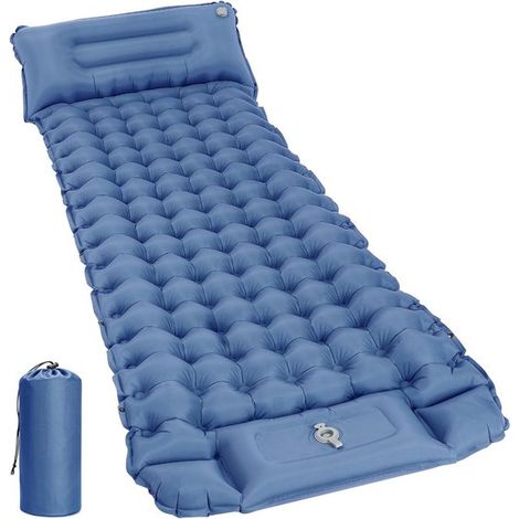 Aufblasbare Isomatte – Campingmatte – Komfortables Schlafen im Freien – Integrierte Fußpumpe – 200 x 67 x 10 cm – Marineblau