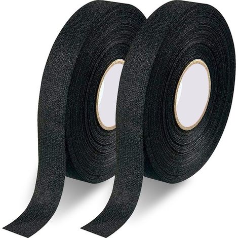 2pcs Electrical Insulating Cloth Tape 32mx15mm, Black Flannel Wiring Harness Tape Heat Resistant Automotive Cable Tape for Electrician Car Motorcycle Engine Cables (1/5)