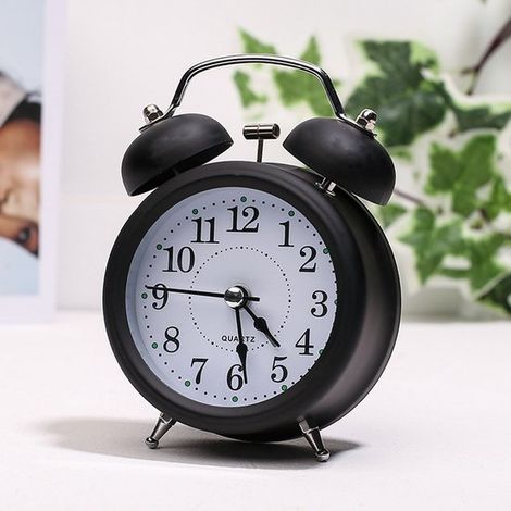 Reloj despertador analógico retro，despertador con doble campana，reloj despertador analógico de cuarzo，funciona con pilas (1/5)