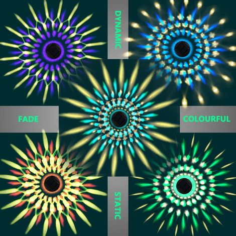 Set di 6 luci solari a LED RGB con cambio colore, impermeabili IP65, adatte per vialetti, cortili, prati (1/4)