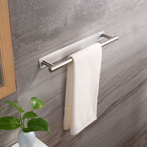 Porte-serviettes sans perçage - Porte-serviettes en acier inoxydable SUS304 avec anneau adhésif pour serviettes pour cuisine et salle de bain - Base carrée 400 mm (1/4)