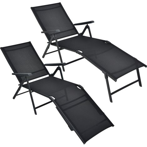 COSTWAY 2Pcs Patio Foldable Chaise Lounge Chair Outdoor Portable Reclining Chair