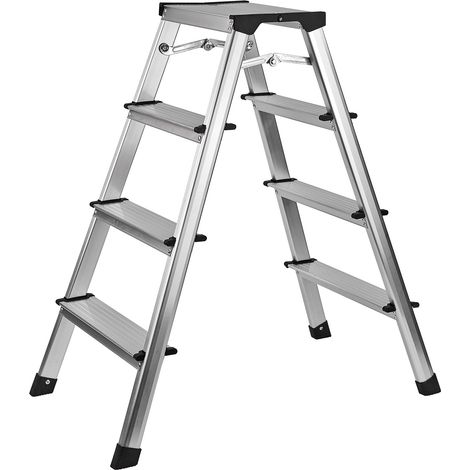 Alu Klapptritt Haushaltsleiter 2 x 4 Stufen max. 150 kg max. Steighöhe 81 cm (1/4)