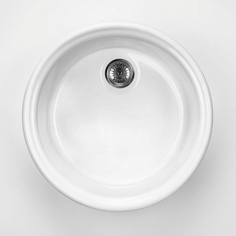 Lavello cucina tondo da incasso in ceramica con 1 vasca ⌀44.5 cm colore bianco - Libby