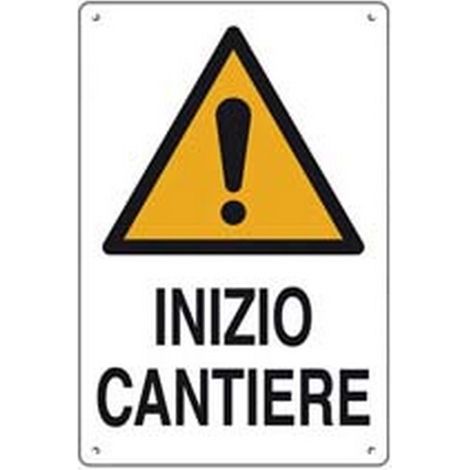 10PZ CARTELLO "INIZIO CANTIERE" - cm.40x60h. in plastica