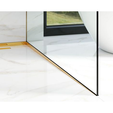 Schräge rechte Seitenkante für 8-10mm Boden Duschglas 30mm x 1200mm - glänzend gold