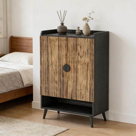 Buffet à chaussures bois rustique vintage, armoire organisateur rangement pratique, meuble chaussures seul