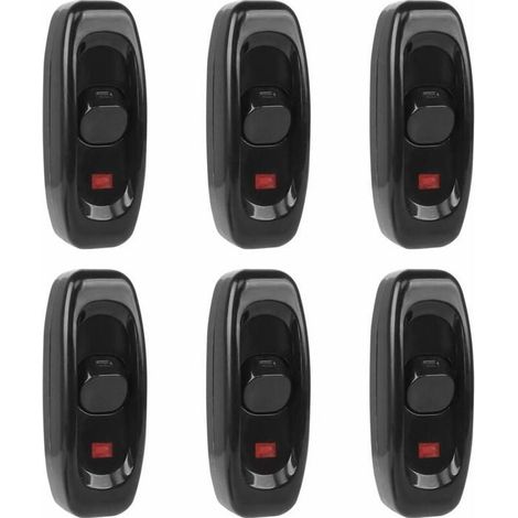 6 Pcs Interrupteurs Bascule 250V 10A avec Voyant LED Noir