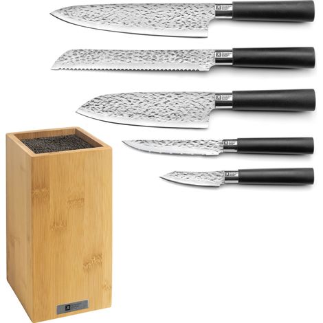 Katana - Bloc spaghettis bambou avec 5 couteaux de cuisine (1/4)