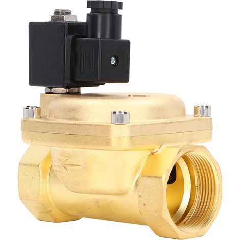 Électrovanne en laiton G1-1/2 po normalement fermée, 2 positions, 2 voies, à membrane pilote, haute pression, 110 V (1/5)