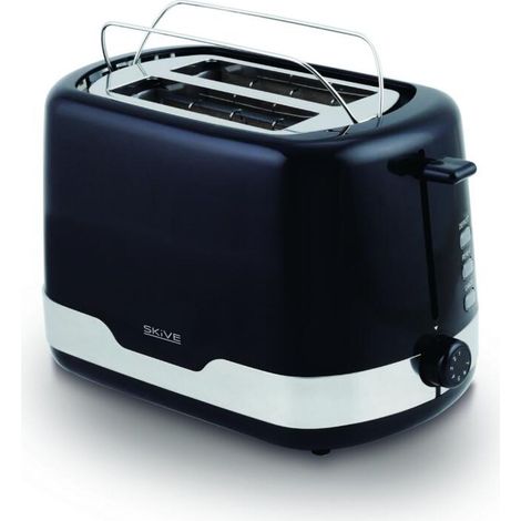 Toaster Schwarz Edelstahl 2 Scheiben Brötchenaufsatz Krümelschublade (1/3)