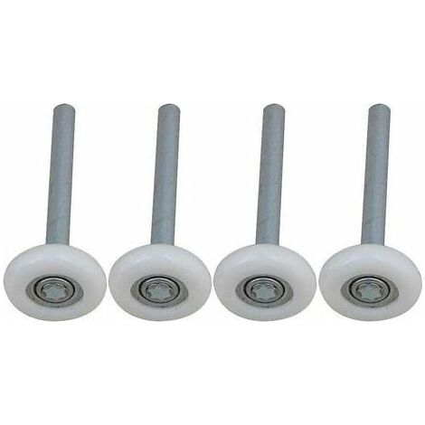 Lot de 4 roulettes de porte de garage en nylon - roulement à billes scellé - tige 115 mm - pour portes automatiques et en bois massif (1/3)