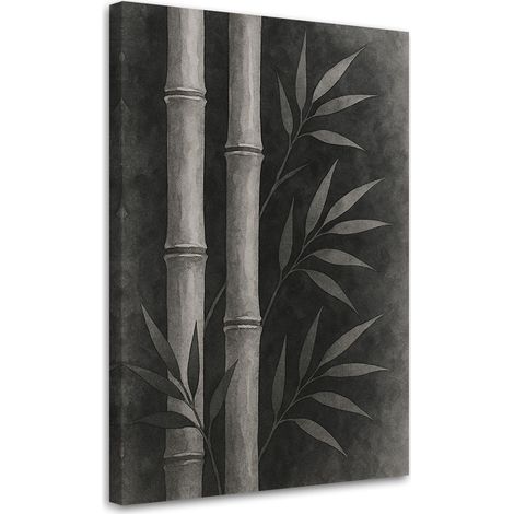 Wandbild modern Bambus Blätter Schwarz Minimalismus 40x60 cm (1/5)