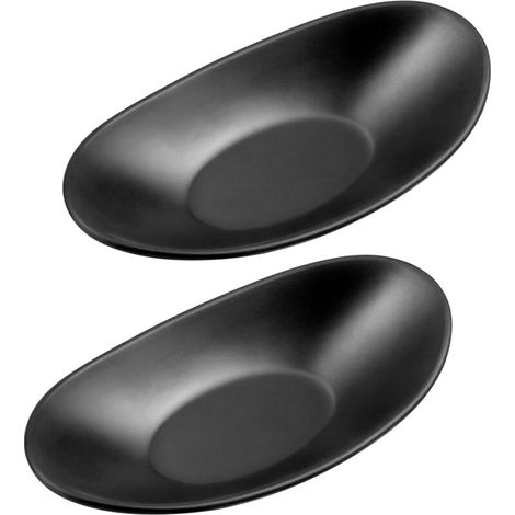 Bardusch-2 plateaux ovales noirs – 21,5x11,5 cm – entrée, clés, bijoux – réutilisable – vide-poche (1/5)