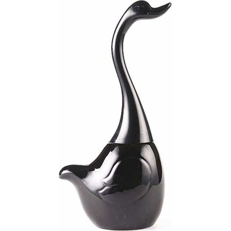 Swan Design Toilet Brush Set with Brush Holder for Bathroom Black (1/4)