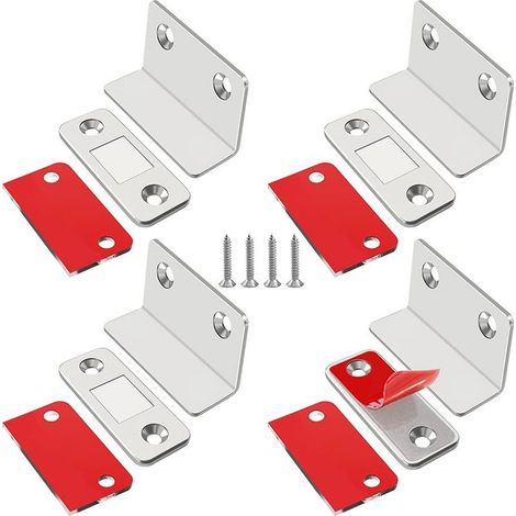Aimant Porte Placard Lot de 4 Loquet Magnetique Ultra Mince avec Adhésif Fort Cuisine Fermeture pour Porte Coulissante, Loqueteaux Autocollants pour Tiroir, Cabinet, Meuble, Armoire (1/5)