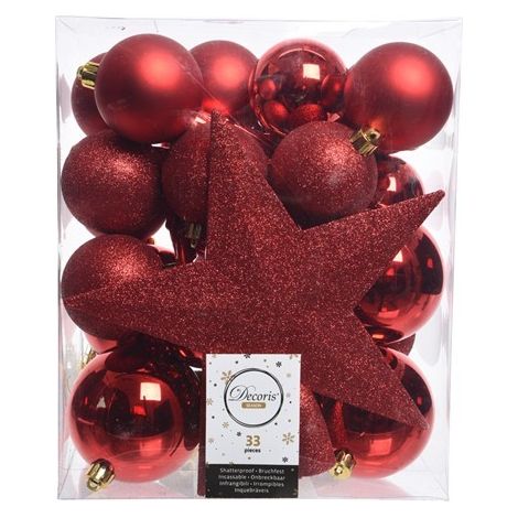 33 PALLINE DI NATALE+PUNTALE ROSSO ASSORTITE (1/3)