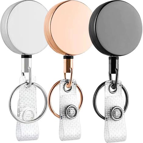 Irovami Porte-badges rétractable lot 3 – Câble acier 60cm – Idéal pour médecin, infirmier, ouvrier (1/5)
