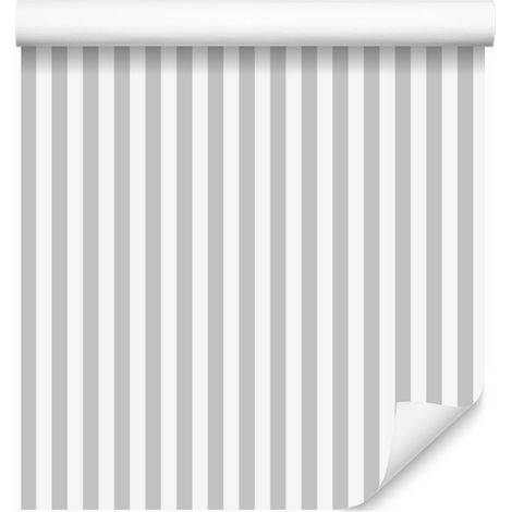 Vertikal gestreifte Tapete in Weiß und Grau für Wohn- und Schlafzimmer, 50 x 1000 cm (1/5)