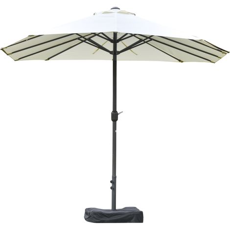 Outsunny Ombrellone da Giardino a 12 Stecche con Manovella 455x265x238 cm Beige