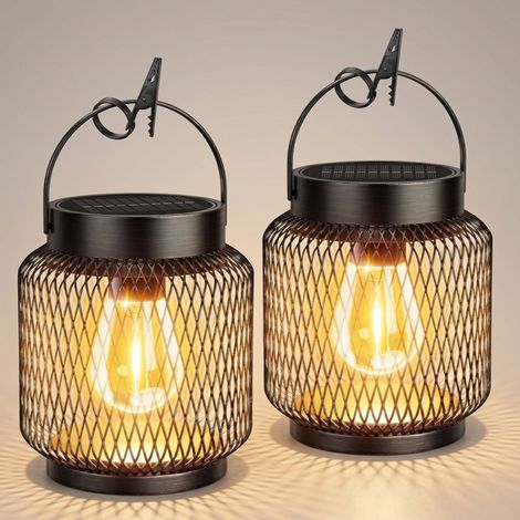 Lot de 2 Lanternes Solaires Extérieures LED, Lanternes Suspendues Étanches IP65, Éclairage Décoratif pour Jardin, Terrasse, Patio, Allée et Arbre (1/5)