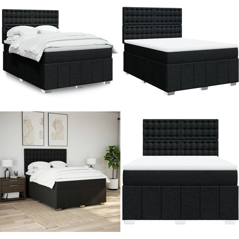 vidaXL Boxspringbett mit Matratze Schwarz 140x200 cm Stoff (1/5)