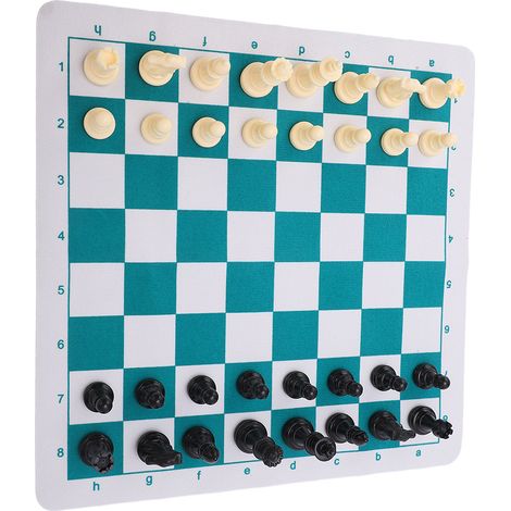 Jeu d'échecs avec pièces en plastique, tapis de souris, échiquier en cuir PU, coffret de voyage, jouet pour enfants (1/5)