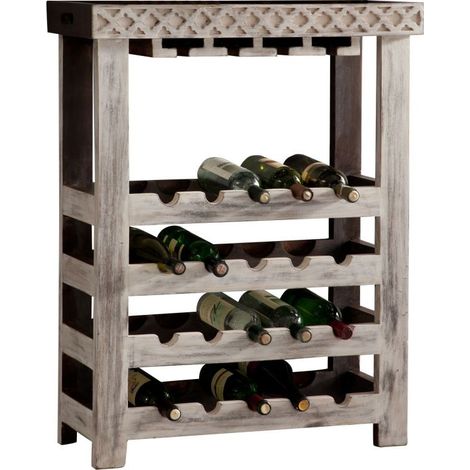 Weinregal Mango / Akazie 70x30x90 weiß gewachst CASTLE-ANTIK 277