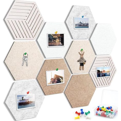 10 Pcs Hexagonal Felt Notice Boards Self Adhesive with 50 Pens for Wall Decor in Offices and Apartments (1/5)