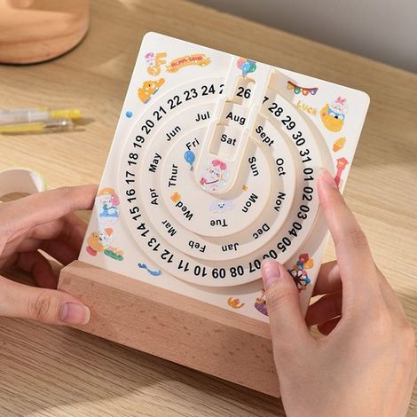 Calendario perpetuo rotante, calendario, calendario da scrivania, decorazione da scrivania, girevole (1/4)