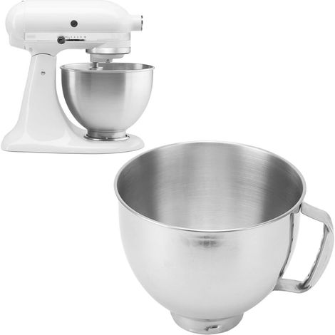 Bols de cuisine en acier inoxydable, récipients mélangeurs des séries Cassic 4,5QT et Artisan 5QT, en acier inoxydable 304, avec poignées, compatibles lave-vaisselle. (1/5)