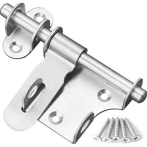 Loquet de Portail Coulissant Avec trou de Cadenas, 6 Inch Verrou à Boulon Verrou Porte Loquet de Fermeture Exterieur Serrure Porte Loquet Inox Targette de Portail 15,2 cm (Argent) (1/5)