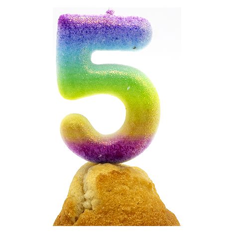 Numero 5 vela de cumpleaños 6 cm Multicolor (1/4)