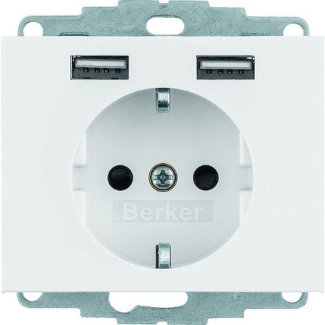 Berker Enchufe USB elegante blanco con 2 puertos USB