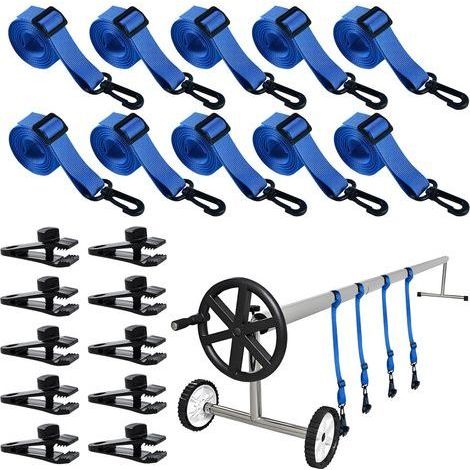 Kit de 10 sangles améliorées pour enrouleur de couverture solaire de piscine, avec fixation réglable, pour couverture de piscine enterrée.-Chrom (1/5)