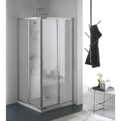 Box doccia due lati scorrevole in pvc e alluminio h185cm Merbo Ribro Bianco,80/90x80/90 cm