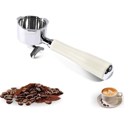 Porte-filtre 51 mm, compatible avec Delonghi Dedica, porte-filtre en acier inoxydable pour machine à expresso Delonghi Dedica, porte-filtre à café à 3 trous avec poignée en bois (1/5)
