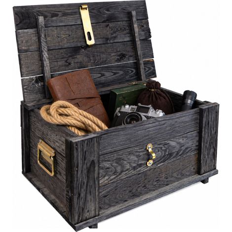 Truhe Hugo Vintage schwarz mit Deckel 50 x 36 x 26cm (1/5)