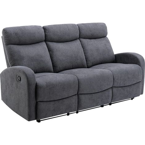 Divano relax 3 posti in Tessuto Grigio - EVELYN (1/5)