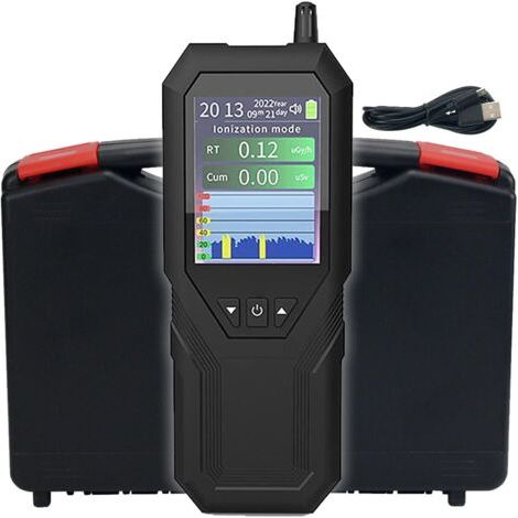 Compteur Geiger portable – Détecteur de rayonnement nucléaire Beta Gamma – Rechargeable avec écran LCD – Sensibilité 80 CPM/µSv/H (1/5)