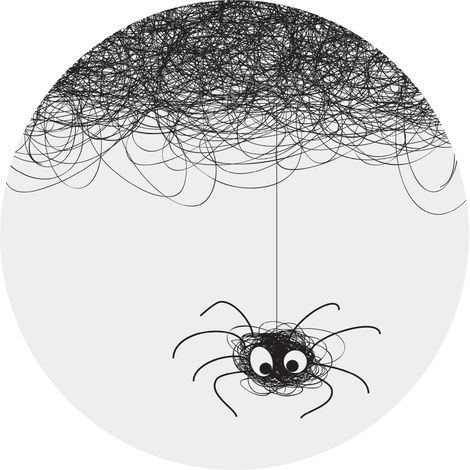 papier peint panoramique rond adhésif araignée noir et blanc - Sanders & Sanders (1/4)
