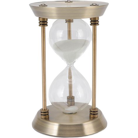 Ornament aus Eisen und Glas in Form einer 15-Minuten-Sanduhr (1/5)