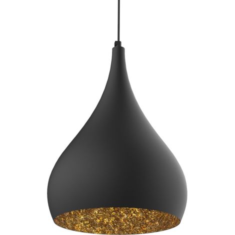 LUMICOM CALICE Sospensione, 1X E27, max 42W, metallo, nero opaco/foglia oro, D.20cm